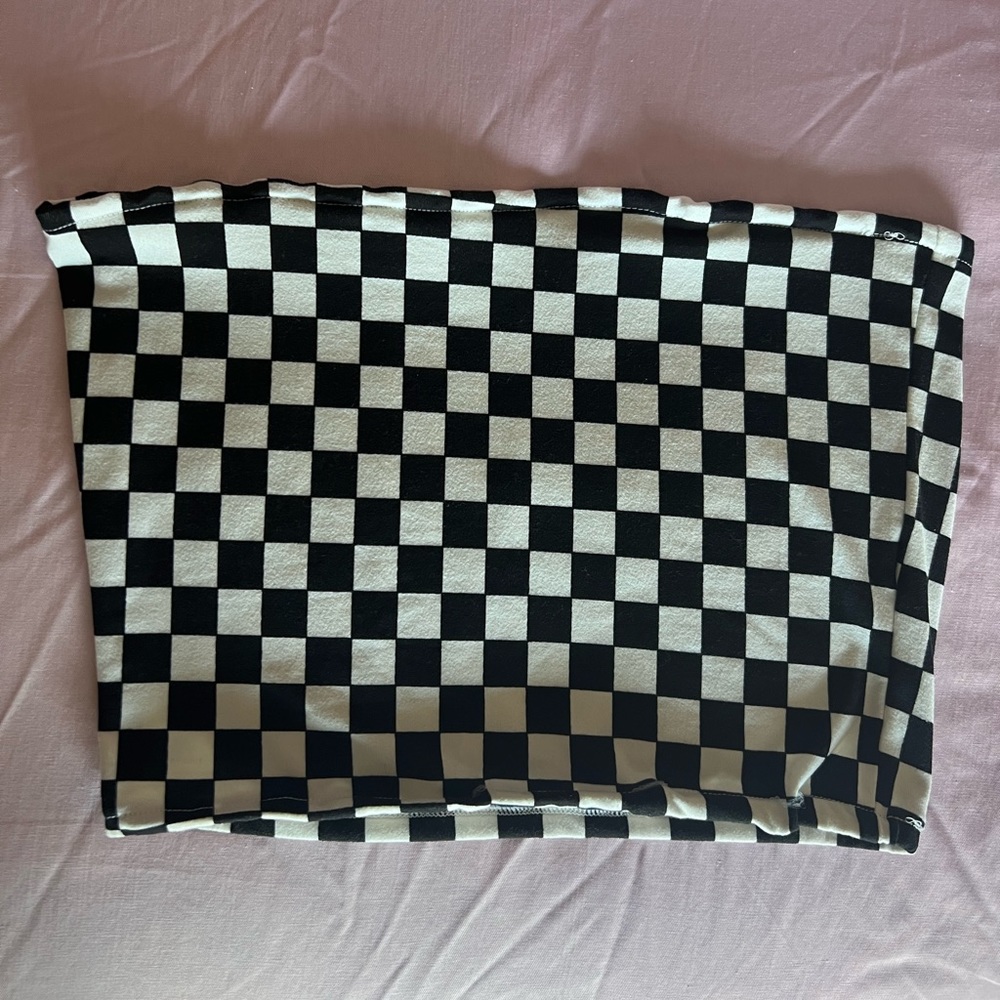 Checked Print Tube Top S